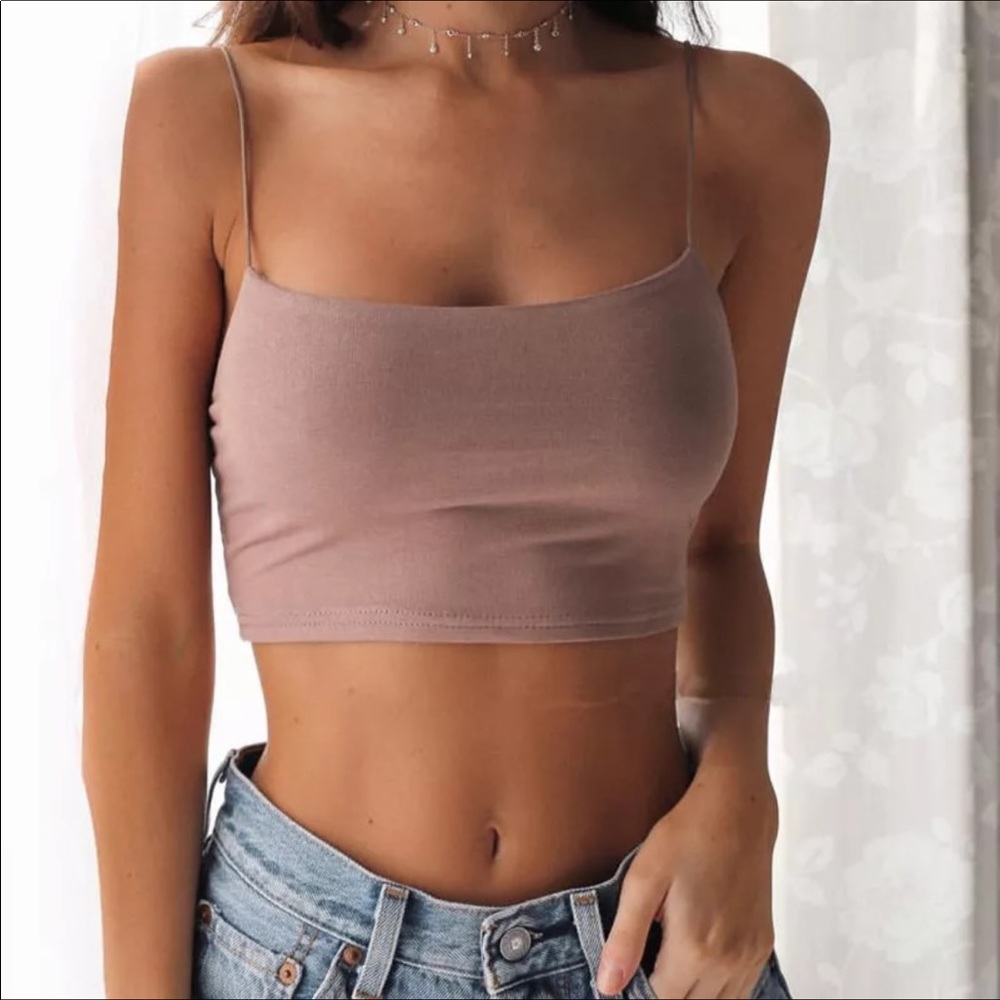 “Adriana” Spaghetti Strap Crop Top MAUVE